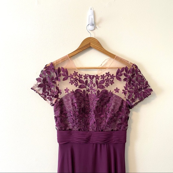 New Js Collections Embroidered A- Line Gown - Picture 4 of 11